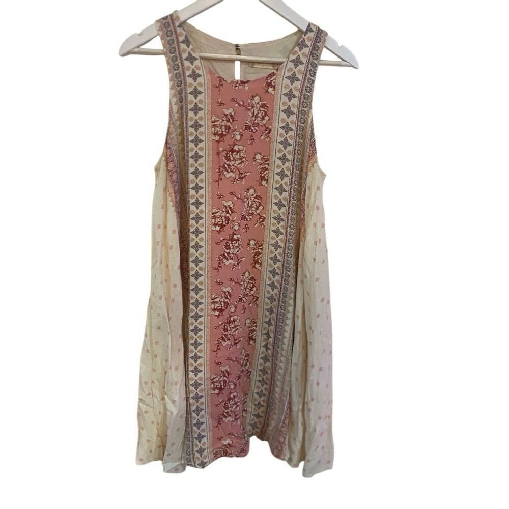Altar’d State large cream and red patch work dress sleeveless dress flowy boho